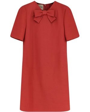 Valentino Bow Detail Short Sleeve Dress - Red