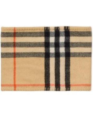 Burberry Checked Stitched-Edge Snood - Natural