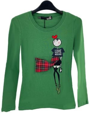 Moschino Round Collar And Long-Sleeved T-Shirt - Green