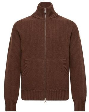 Moncler Wool Cashmere Blend Cardigan - Brown
