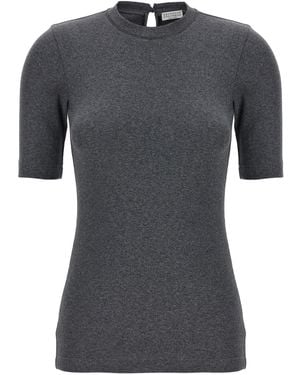 Brunello Cucinelli Monile Ribbed T-Shirt - Grey