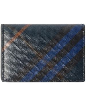 Burberry Check Folding Card Case - Blue