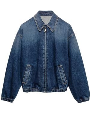 Prada Zip-Up Denim Jacket - Blue