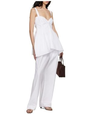Carven Cotton-Poplin Wide-Leg Trousers - White