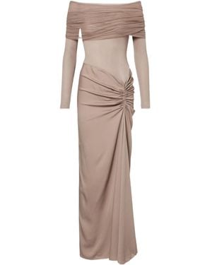 Christopher Esber Sonora Off-Shoulder Jersey Gown - Natural