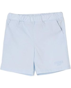 Fendi Logo-Embroidered Shorts - Blue