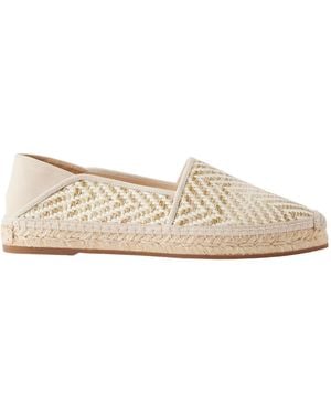Manolo Blahnik Suede-Trimmed Woven Raffia Espadrille - Natural