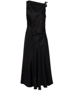 Victoria Beckham Lace-Trimmed Crêpe Satin Midi Dress - Black