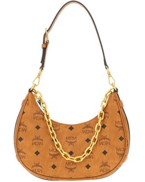 MCM Monogram Printed Zipped Tote Bag - White