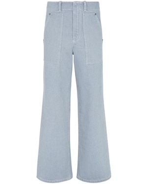 Fendi Logo Embossed Wide-Leg Jeans - Blue