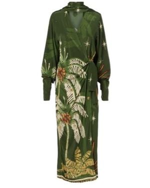 Johanna Ortiz Printed Silk Midi Dress - Green