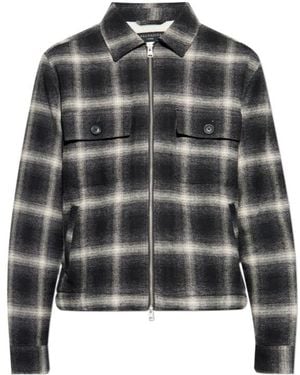 AllSaints Bayo Plaid Zip-Up Overshirt - Black