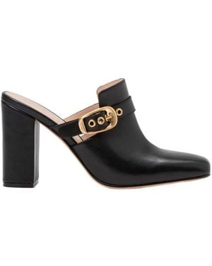 Twinset Buckle Leather Mules - Black