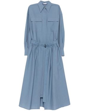 Brunello Cucinelli Belted Pocket-Detail Midi Dress - Blue