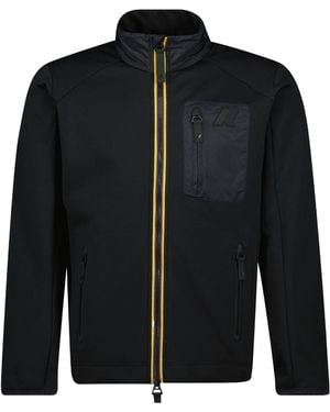 K-Way Logo Patch Zip-Up Jacket - Black