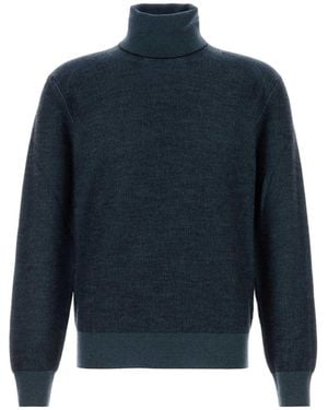 Brioni Ribbed Turtleneck Knitted Sweater - Blue