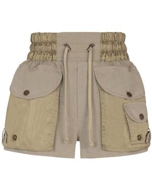 Balmain Twill Utility Shorts - Natural