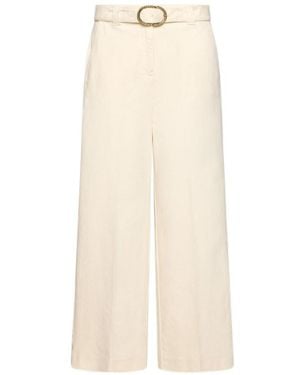 Marella Cropped Wide-Leg Trousers - Natural