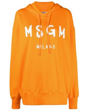 MSGM Logo-Print Detail Hoodie - Orange