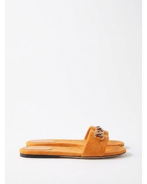 Gucci Canvas Logo Slide Sandals - Orange