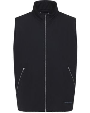 Jil Sander Logo-Print Funnel-Neck Gilet - Blue
