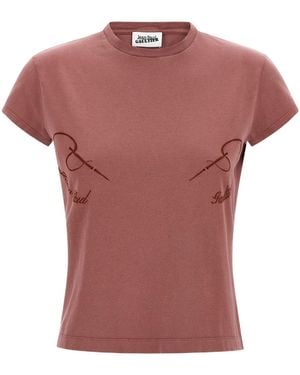 Jean Paul Gaultier The Needles Embroidered Faded T-Shirt - Pink