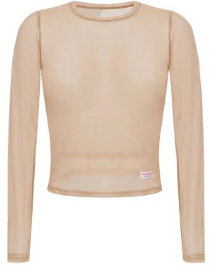 Alexander Wang Bodycon Semi-Sheer Long-Sleeved Top - Natural