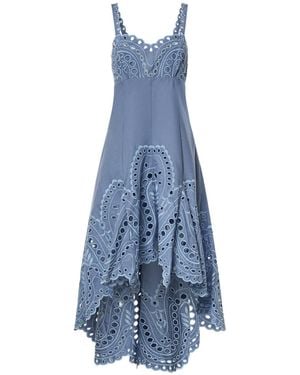 Charo Ruiz Caspian Broderie-Anglaise Asymmetric Dress - Blue