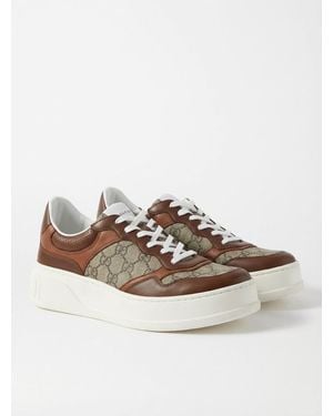 Gucci Gg Lace-Up Trainers - Brown
