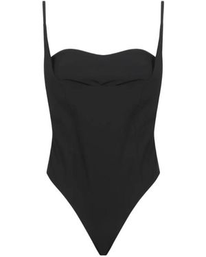 Dondup Sweetheart-Neck Paneled Bodysuit - Black