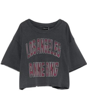 Anine Bing 'Johnny' Cropped Tee - Black