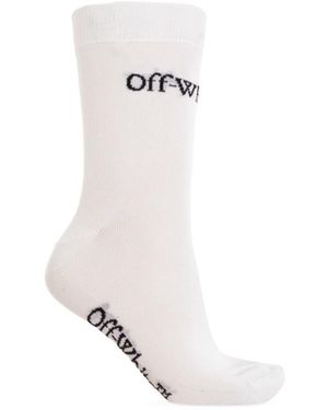 Off-White c/o Virgil Abloh Bookish Intarsia-Knit Socks - White