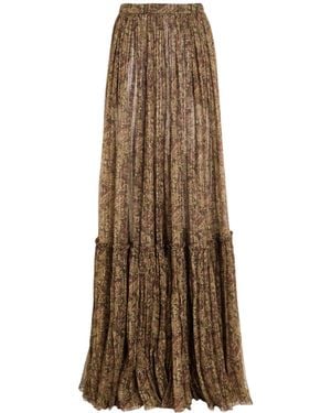 Saint Laurent Printed Print Midi Skirt - Natural