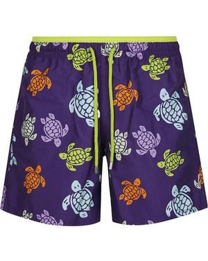 Vilebrequin Turtle-Print Drawstring Swim Trunks - Blue