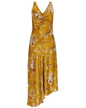 AllSaints Floral-Print Asymmetric Dress - Metallic