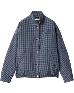 Miu Miu Checked Blouson Jacket - Blue
