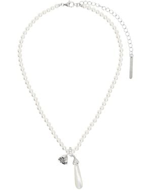 ShuShu/Tong Pendant Sleeping Rose Necklace - White