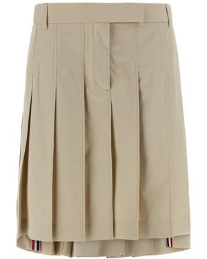 Thom Browne Rwb Stripe Pleated Mini Skirt - Natural