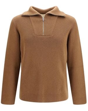 Valentino Half-Zipped Knitted Jumper - Brown