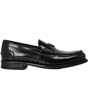Prada Glossy Calfskin Loafers - Black