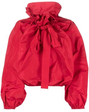 Patou Pussy-Bow Puffed Top - Red