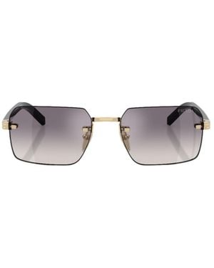 Prada Eyewear Rectangle Rimless Frame Sunglasses - Metallic