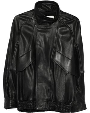 Nour Hammour Long-Sleeve Leather Jacket - Black