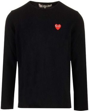 COMME DES GARÇONS PLAY Heart-Logo Wool Jumper - Black