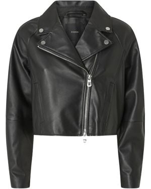 Pinko Leather Biker Jacket - Black