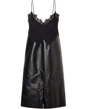 Sharon Wauchob Jersey And Leather Midi Dress - Black