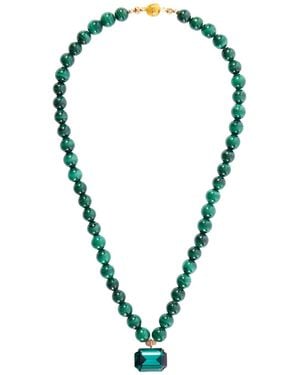 Jennifer Behr Tone Malachite And Crystal Necklace - Green