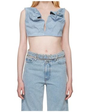 Y. Project Denim Crop Top - Blue