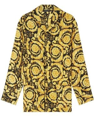 Versace Baroque Pattern Long Sleeved Pyjama Top - Yellow