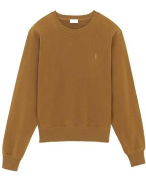 Saint Laurent Loose-Fit Crewneck Sweatshirt - Brown